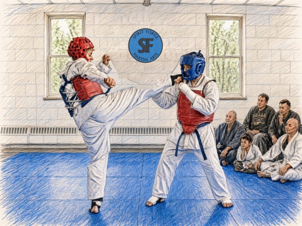 Illustration: Taekwondo kicks and strikes